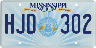 MS license plate HJD302