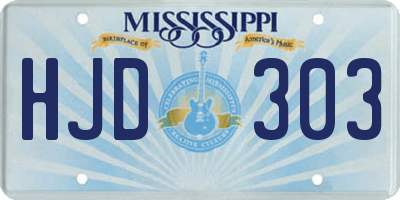 MS license plate HJD303