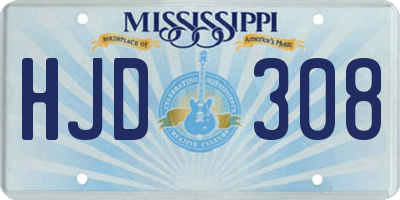 MS license plate HJD308