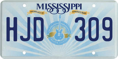 MS license plate HJD309