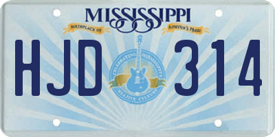 MS license plate HJD314