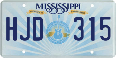 MS license plate HJD315