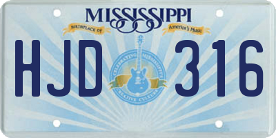 MS license plate HJD316