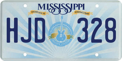 MS license plate HJD328