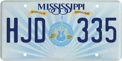 MS license plate HJD335
