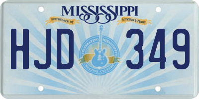 MS license plate HJD349