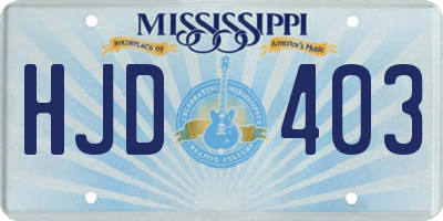 MS license plate HJD403
