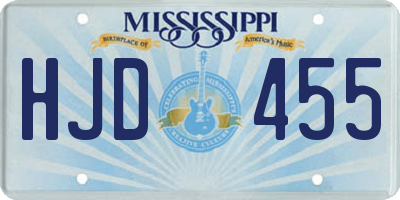 MS license plate HJD455
