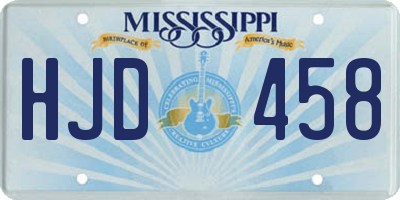 MS license plate HJD458