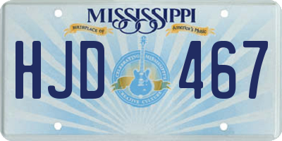 MS license plate HJD467