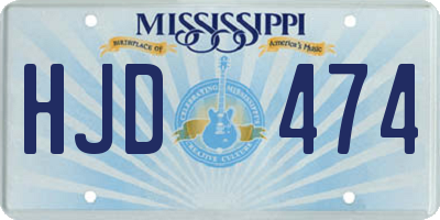 MS license plate HJD474