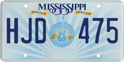 MS license plate HJD475