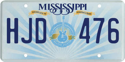 MS license plate HJD476