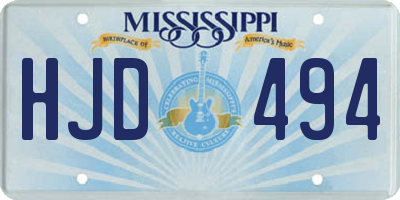 MS license plate HJD494
