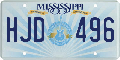 MS license plate HJD496