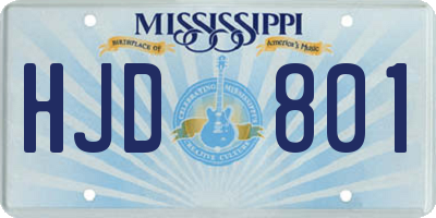 MS license plate HJD801