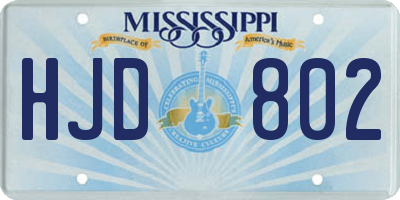 MS license plate HJD802