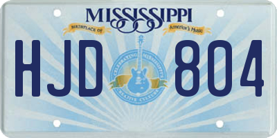 MS license plate HJD804