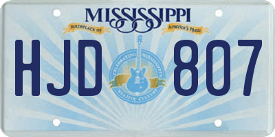 MS license plate HJD807