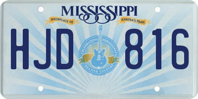 MS license plate HJD816