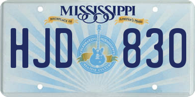 MS license plate HJD830