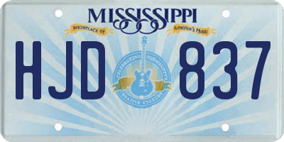 MS license plate HJD837