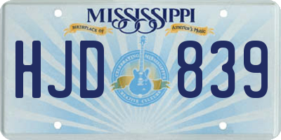 MS license plate HJD839