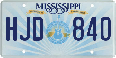 MS license plate HJD840