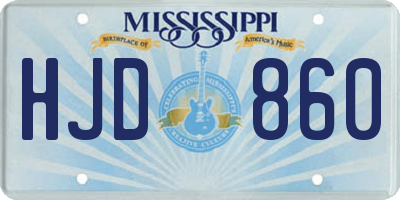 MS license plate HJD860