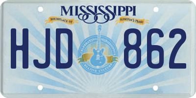 MS license plate HJD862