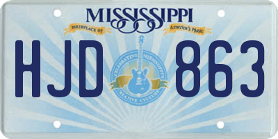 MS license plate HJD863