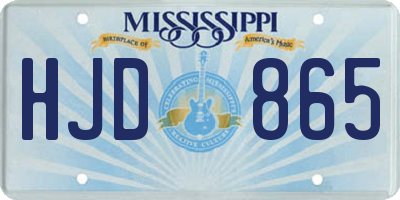 MS license plate HJD865