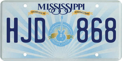MS license plate HJD868