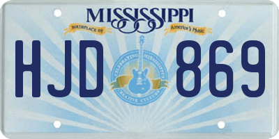 MS license plate HJD869