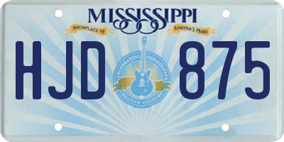 MS license plate HJD875