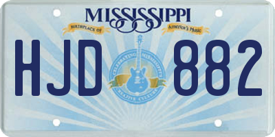 MS license plate HJD882