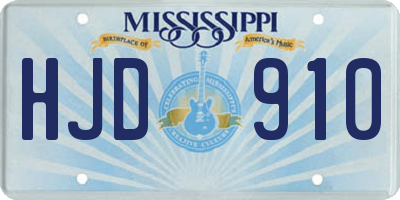 MS license plate HJD910