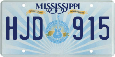 MS license plate HJD915