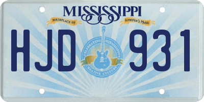 MS license plate HJD931