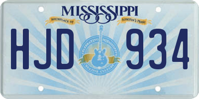 MS license plate HJD934