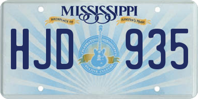 MS license plate HJD935