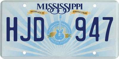 MS license plate HJD947