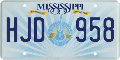 MS license plate HJD958