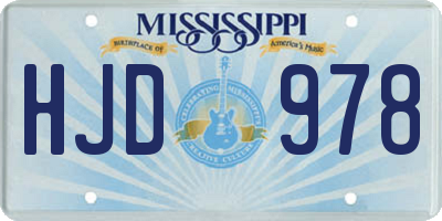 MS license plate HJD978