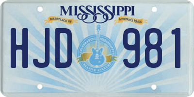 MS license plate HJD981