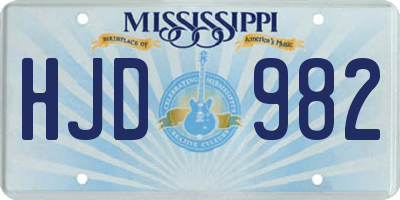 MS license plate HJD982