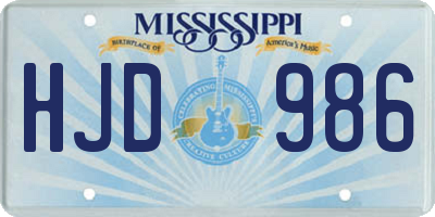 MS license plate HJD986
