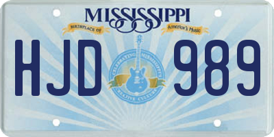 MS license plate HJD989