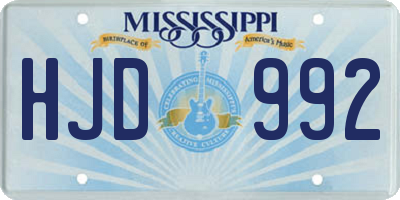 MS license plate HJD992