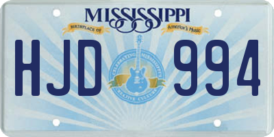 MS license plate HJD994